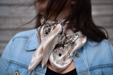 Load image into Gallery viewer, 35X35&quot; Pink &amp; Silver Paisley Wild Rag/Scarf WR435
