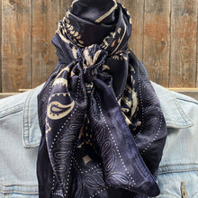 Load image into Gallery viewer, 35X35&quot; Blue and Cream Paisley Wild Rag/Scarf WR433
