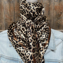 Load image into Gallery viewer, 35X35&quot;  Tan Leopard Wild Rag/Scarf WR168
