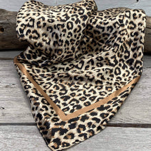 Load image into Gallery viewer, 35X35&quot;  Tan Leopard Wild Rag/Scarf WR168
