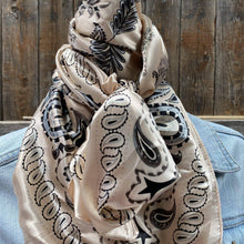Load image into Gallery viewer, 35X35&quot; Pink &amp; Silver Paisley Wild Rag/Scarf WR435
