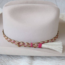 Load image into Gallery viewer, Horsehair Pink Braided Tassel Hat Band
