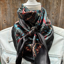 Load image into Gallery viewer, 35X35&quot; Black Floral Wild Rag / Scarf WR1023
