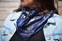 Load image into Gallery viewer, 35X35&quot; Blue and Cream Paisley Wild Rag/Scarf WR433
